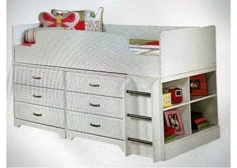 Lulu twin loft bed with 6 drawer storage